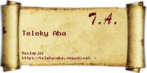 Teleky Aba névjegykártya